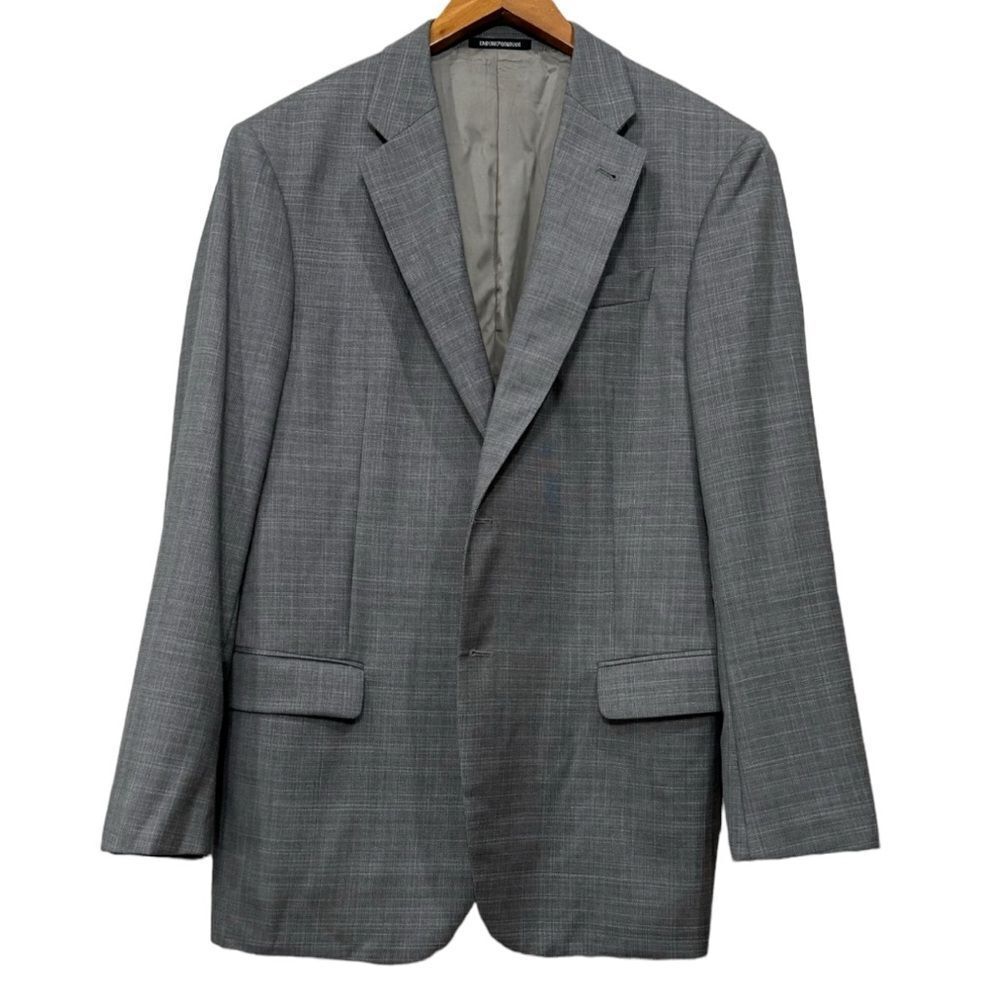 Emporio Armani G Line Sport Coat 42R Gray Check Virgin Wool Blazer